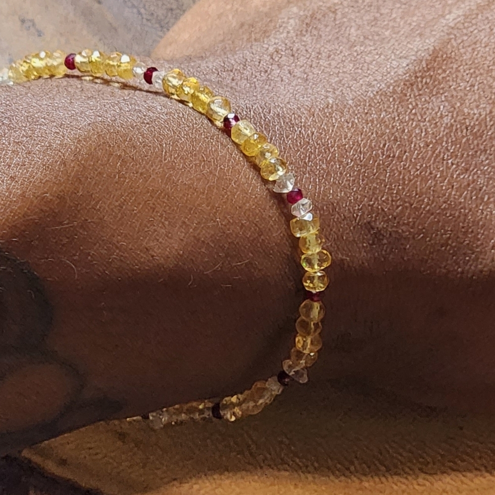 Elegant Ruby Herkirmer Diamond Citrine Gemstone Bracelet - Picture 2 of 5